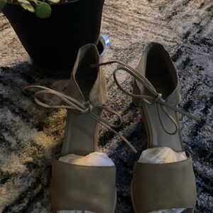 Eileen Fisher Taupe Lace-Up Sandals